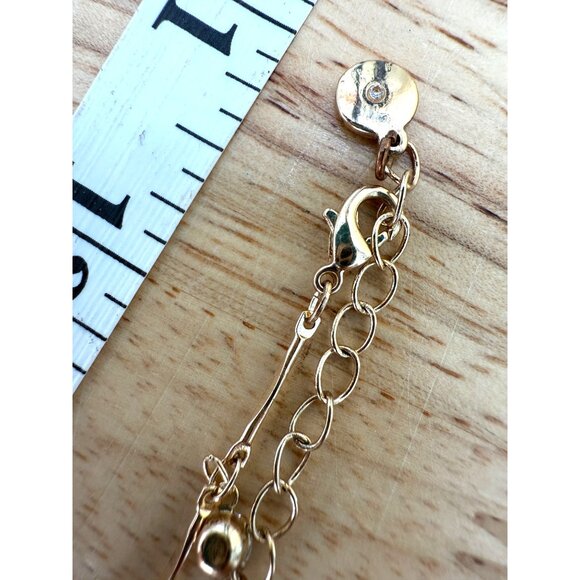 Dainty Gold Tone Necklace With Clear Crystal Accents & Adjustable Lobster Clasp - Picture 6 of 6